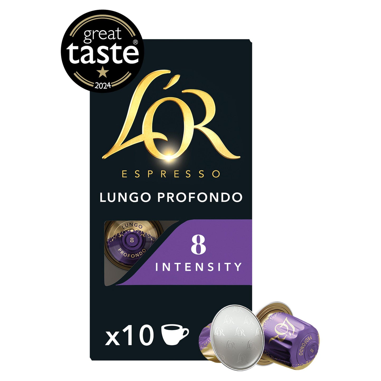 L'OR - Espresso Lungo Profondo - Intensity 8 - Aluminium Coffee Capsules x10