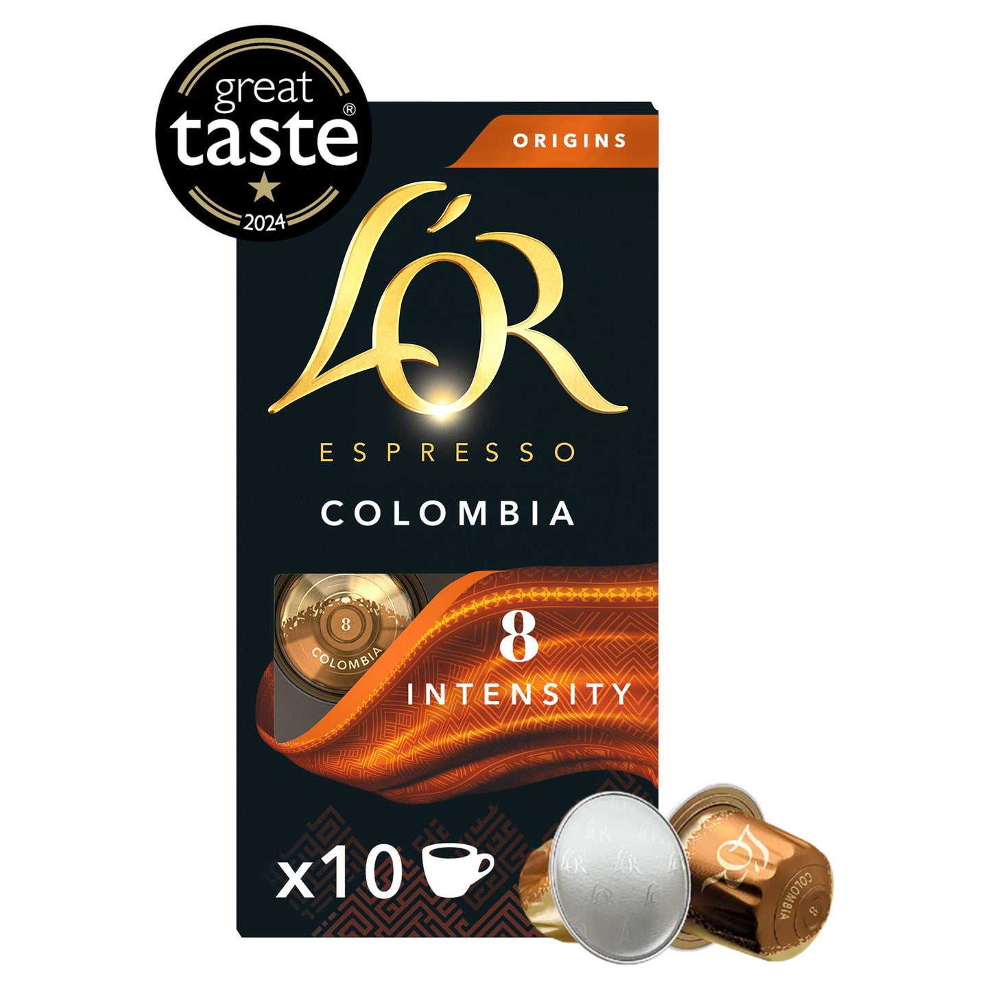 L'OR - Espresso Colombia - Intensity 8 - Aluminium Coffee Capsules x10