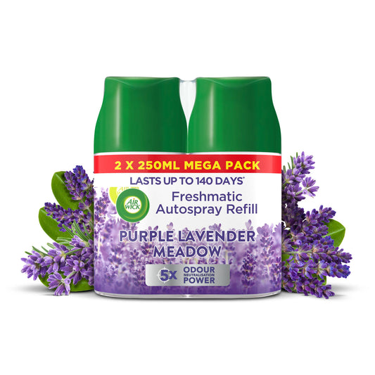Air Wick - Purple Lavender Meadow -  Freshmatic Autospray Twin Refill - Air Freshener - 2x250ml