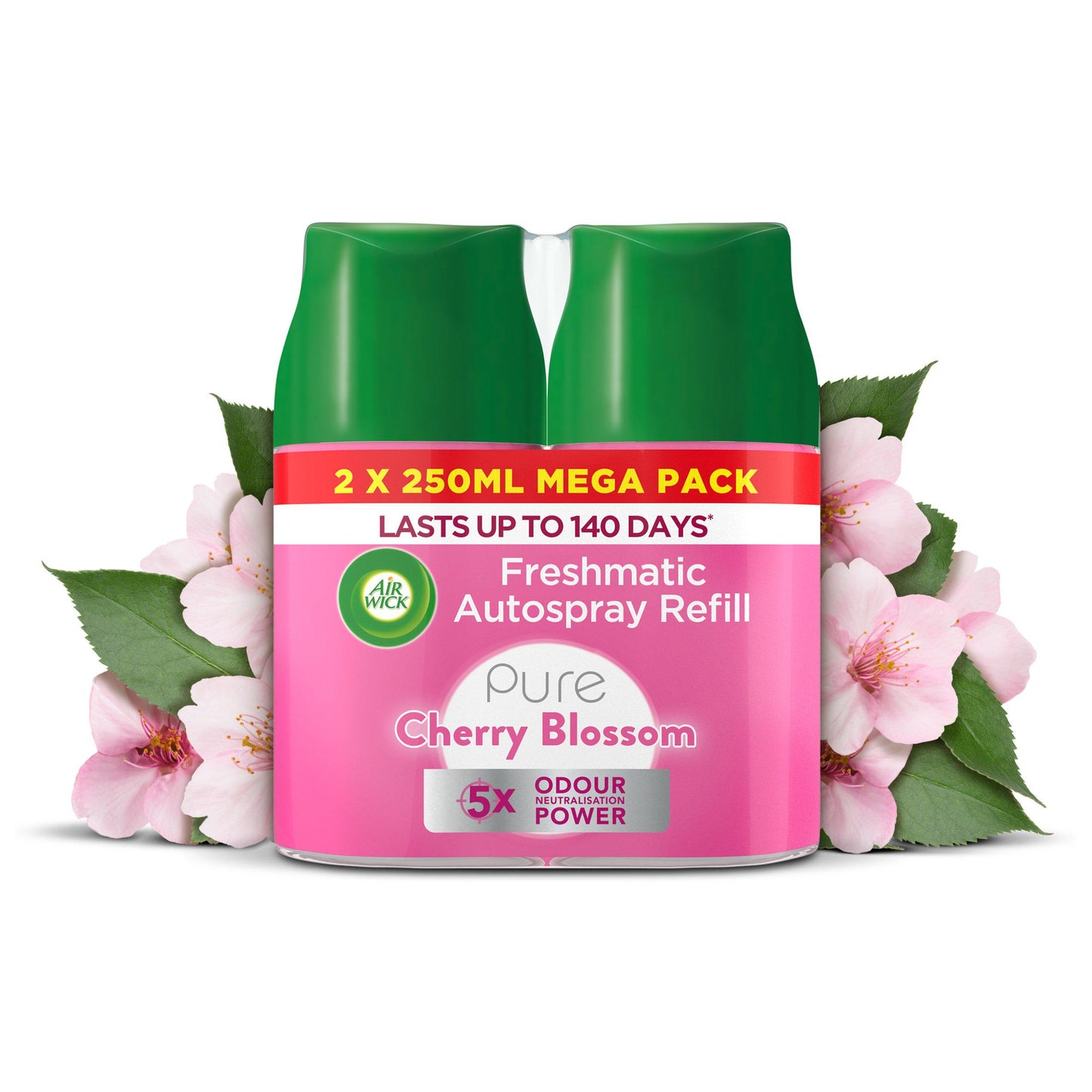 Air Wick - Pure Cherry Blossom -  Freshmatic Autospray Twin Refill - Air Freshener - 2x250ml