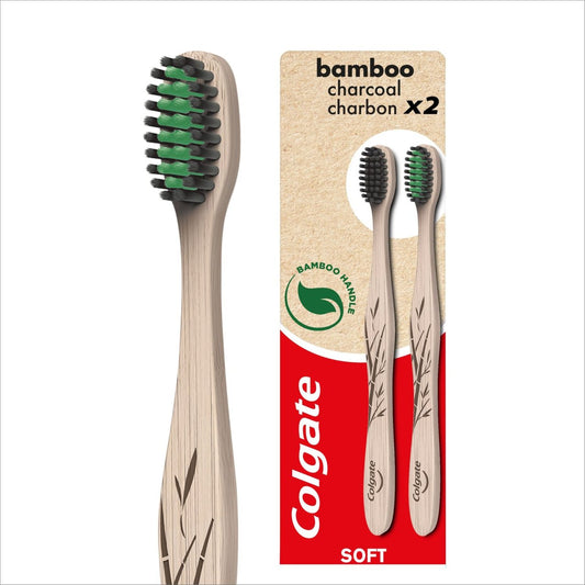 Colgate - Bamboo - Charcoal - Soft Toothbrush - x2